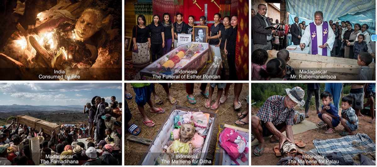 Death rituals from worldwide spiritual traditions collage by Klaus Bo