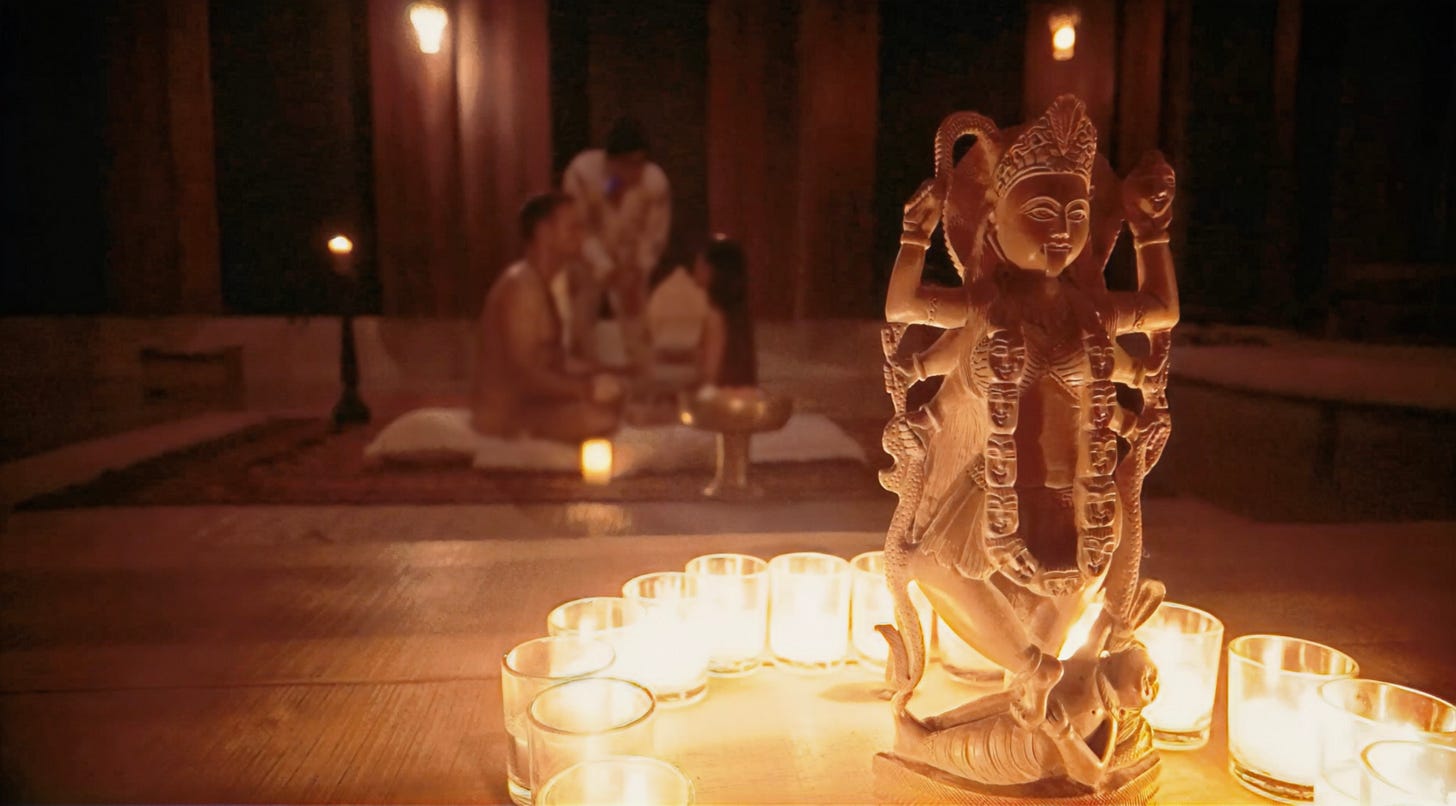 Goddess altar candlelight sacred ceremony honoring the divine feminine