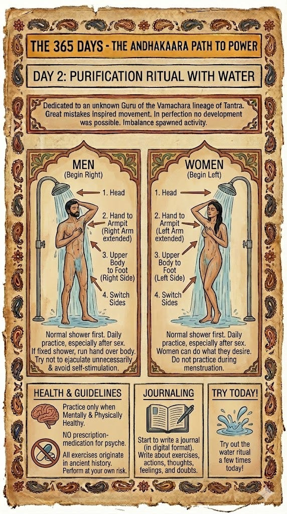 Water purification ritual and healing ceremony in tantric practice