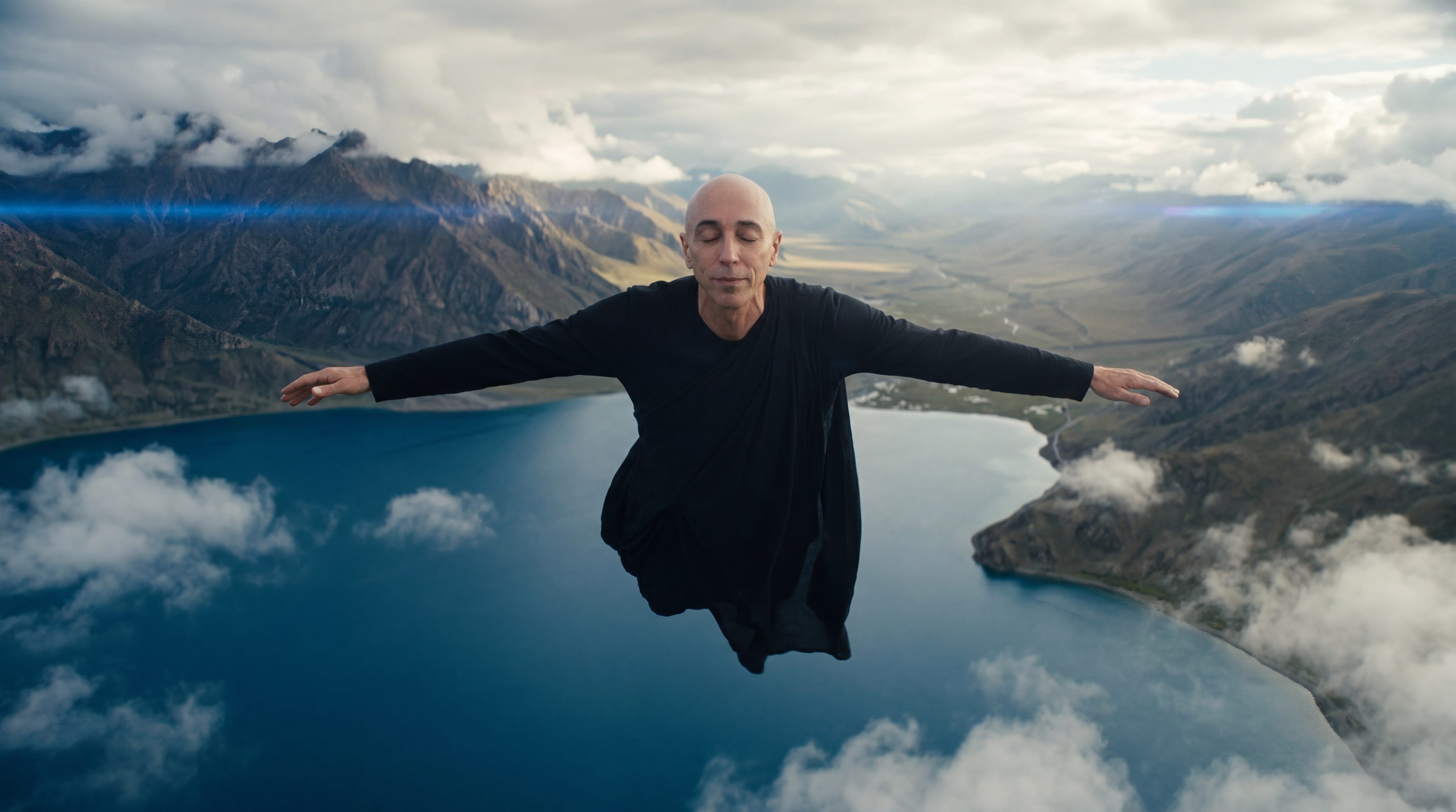 A dark blue lake in an interior Tibet, a holographic afterimage of stillness